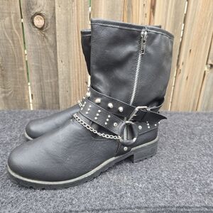 Rue 21 Studded Women's Black Combat Ankle Boots Size 8